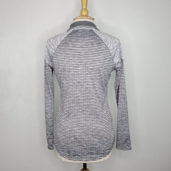 Avia Gray Heathered Striped Popover Activewear Soft Inside Micro Fleece Top M - Picture 7 of 13